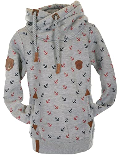 VIN TE Kinder Kapuzenpullover Sweatshirt Hoodie Warmer Fleece Pulli Anker Punkte 140-158 (Grau-1778, 158) von VIN TE