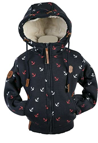 Kinder Sweat Jacke Kapuze Fleece gefüttert Hoodie Übergangsjacke 140-158 (Blau, 98) von VIN TE