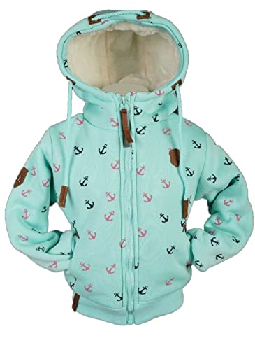 Kinder Sweat Jacke Kapuze Fleece gefüttert Hoodie Übergangsjacke 140-158 (Türkis, 104) von VIN TE