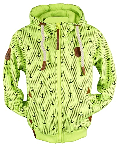 VIN TE Kinder Sweat Jacke Kapuze Fleece gefüttert Hoodie Übergangsjacke 140-158 98-164 (as3, numeric, numeric_152, regular, Neongelb-77/78, 152) von VIN TE