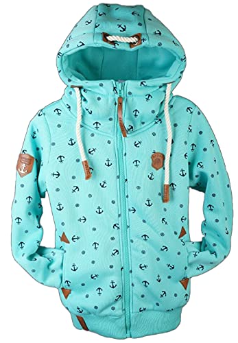 VIN TE Kinder Sweat Jacke Kapuze Fleece gefüttert Hoodie Übergangsjacke 92-134 (DE/NL/SE/PL, Numerisch, 122, Regular, Aquablau-2060) von VIN TE