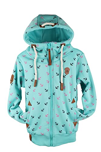 VIN TE Kinder Sweat Jacke Kapuze Fleece gefüttert Hoodie Übergangsjacke Uni Anker Pferde 92-164 (as3, numeric, numeric_146, regular, Aquablau-2032, 146) von VIN TE