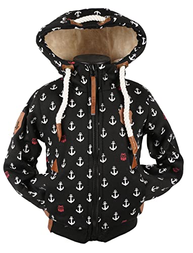 VIN TE Kinder Sweat Jacke Kapuze Hoodie dick gefüttert Teddyfell Futter Anker 98-134 (as3, numeric, numeric_140, regular, Schwarz-61/62, 140) von VIN TE