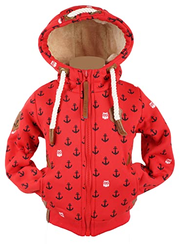 VIN TE Kinder Sweat Jacke Kapuze Hoodie dick gefüttert Teddyfell Futter Anker 98-134 (as3, numeric, numeric_146, regular, Rot-61/62, 146) von VIN TE