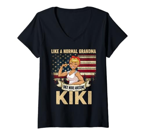 Damen Kiki Wie eine Normale Oma, nur noch mehr tolle Oma T-Shirt mit V-Ausschnitt Damen Kiki Wie eine Normale Oma, nur noch mehr tolle Oma T-Shirt mit V-Ausschnitt von VIN05 Grandma
