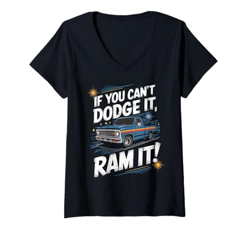 Damen Wenn du ihm Nicht ausweichen Kannst, Ram It Pick Up Truck T-Shirt mit V-Ausschnitt Damen Wenn du ihm Nicht ausweichen Kannst, Ram It Pick Up Truck T-Shirt mit V-Ausschnitt von VIN41 Design