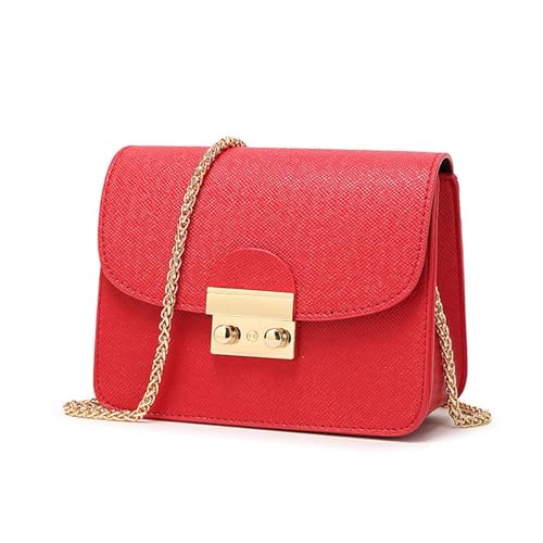 VINBAGGE Damen Umhängetasche Kleine Schultertasche Kette Tasche Clutch Mini Vintage Crossbody Bag für Hochzeit Party Disko - Rot von VINBAGGE