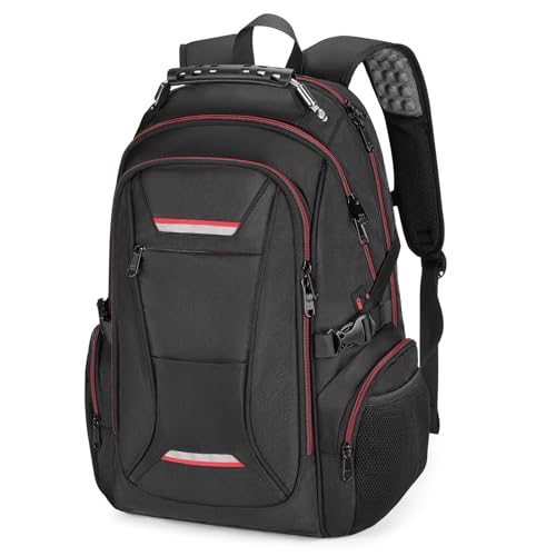 VINBAGGE Laptop Rucksack 15,6 Zoll Wasserdicht Rucksack Herren Damen Schulrucksack Arbeit Business Reisen Schule Notebook Backpack Groß für Jungen Mädchen Teenager - Schwarz von VINBAGGE