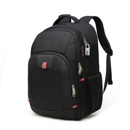 VINBAGGE Rucksack Herren Wasserdicht 15.6 Zoll Laptop Rucksack Anti Diebstahl Schulrucksack Großer Business Notebook Backpack für Schule Arbeit Reisen Männer Jungen - Schwarz von VINBAGGE