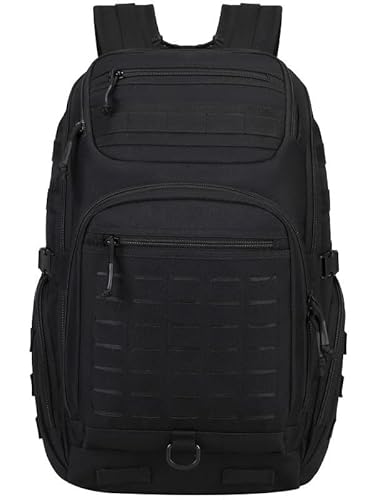 VINBAGGE Rucksack Taktischer 40L Herren Wanderrucksack Trekkingrucksack Angelrucksack Molle Schultertasche für Survival Outdoor Camping Reisen Bundeswehr Backpack Schwarz von VINBAGGE