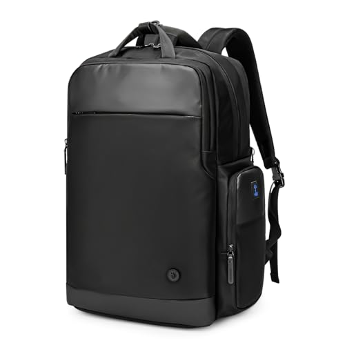 VINBAGGE Wasserdicht Anti Diebstahl Rucksack 15,6 Zol Laptop Rucksack Herren mit USB-Anschluss Schulrucksack Großer Business Notebook Backpack für Arbeit Reisen Männer Jungen - Schwarz von VINBAGGE