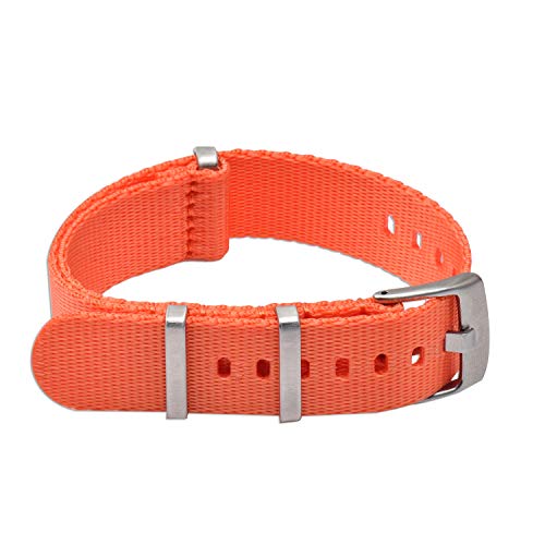 VINBAND NBAND Unisex Zulu Nylon Uhrenarmband mit Edelstahl Silberne Schnalle 20mm Orange von VINBAND