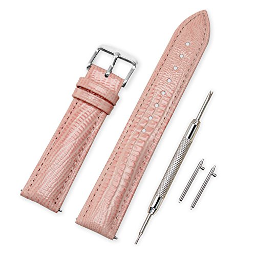 VINBAND Unisex Leder Uhrenarmband mit Edelstahl Silberne Schnalle 22mm Rosa von VINBAND