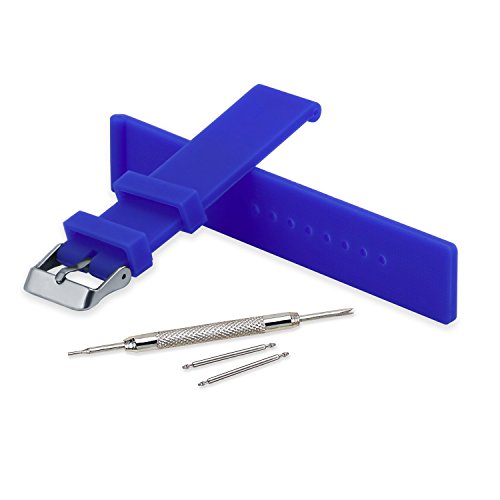 VINBAND Unisex Wasserfest Gummi Uhrenarmband mit Edelstahl Silberne Schnalle 14mm Dunkelblau von VINBAND