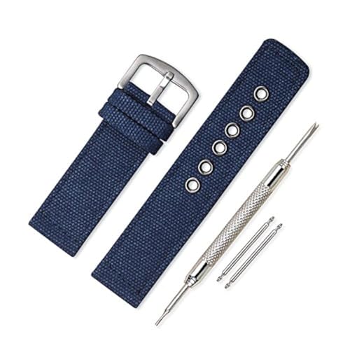 VINBAND Unisex Wasserfest Militär Tarnung Nylon Uhrenarmband mit Gebürstete Edelstahl Silber Schnalle 18mm Dunkelblau VINBAND Unisex Wasserfest Militär Tarnung Nylon Uhrenarmband mit Gebürstete Edelstahl Silber Schnalle 18mm Dunkelblau von VINBAND