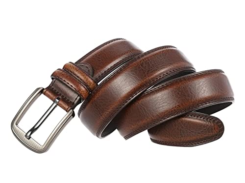 VINCET Gürtel Herren Leder schwarz Echtleder extra Breit 38mm verkürzbarer Länge mit hochwertige korrosionsbeständige Schnalle für Business Anzug Jeans Chinos Herrengürtel Ledergürtel (Brown, 120 cm) von VINCET