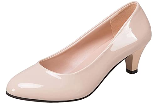 VINIGIAGIA Damen-Pumps mit Absätzen, Brautkleid, Arbeit, Slipper, Hochzeit, Party, niedriger Absatz, geschlossener Zehenbereich, Beige, 39 EU von VINIGIAGIA