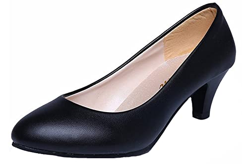 VINIGIAGIA Damen-Pumps mit Absätzen, Brautkleid, Arbeit, Slipper, Hochzeit, Party, niedriger Absatz, geschlossener Zehenbereich, Schwarz (matt), 36 EU von VINIGIAGIA