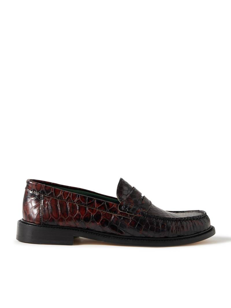 VINNY's - Yardee Python-Effect Leather Penny Loafers - Men - Brown - EU 43 von VINNY's