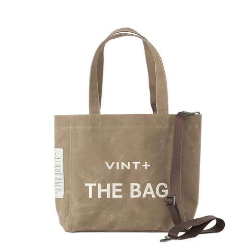 VINT+ Canvas Bag Damen Handtasche – Moderne Schultertasche mit wählbarem Tragegurt – Casual Shopper Tasche ideal für Arbeit, Uni, Schule & Reise | Wasserabweisend, 100% Baumwolle | Big, Beige von VINT