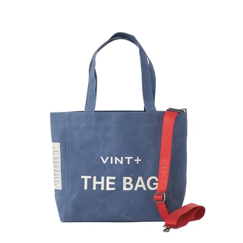 VINT+ Canvas Bag Damen Handtasche – Moderne Schultertasche mit wählbarem Tragegurt – Casual Shopper Tasche ideal für Arbeit, Uni, Schule & Reise | Wasserabweisend, 100% Baumwolle | Big, Blau von VINT