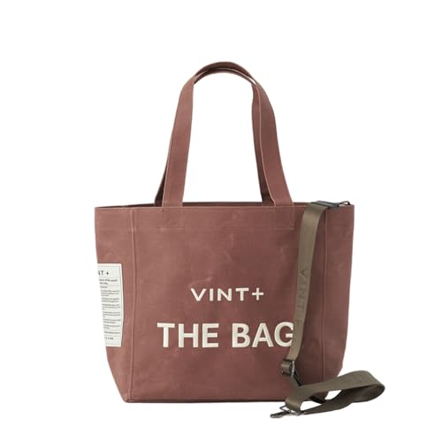 VINT+ Canvas Bag Damen Handtasche – Moderne Schultertasche mit wählbarem Tragegurt – Casual Shopper Tasche ideal für Arbeit, Uni, Schule & Reise | Wasserabweisend, 100% Baumwolle | Big, Terracotta von VINT