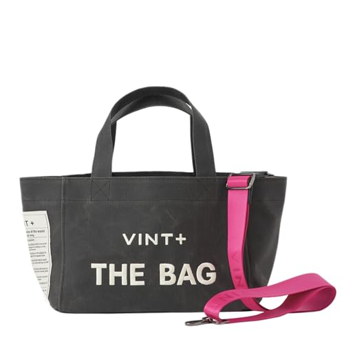 VINT+ Canvas Bag Damen Handtasche – Moderne Schultertasche mit wählbarem Tragegurt – Casual Shopper Tasche ideal für Arbeit, Uni, Schule & Reise | Wasserabweisend, 100% Baumwolle | Small, Anthrazit von VINT