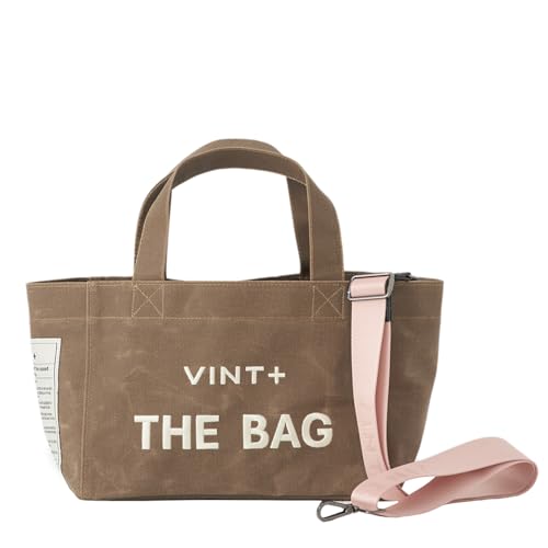 VINT+ Canvas Bag Damen Handtasche – Moderne Schultertasche mit wählbarem Tragegurt – Casual Shopper Tasche ideal für Arbeit, Uni, Schule & Reise | Wasserabweisend, 100% Baumwolle | Small, Braun von VINT