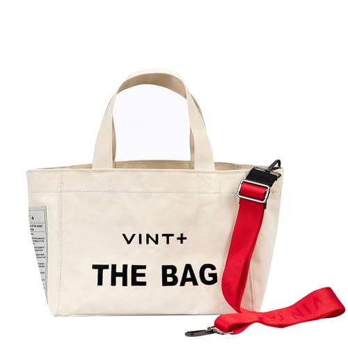 VINT+ Canvas Bag Damen Handtasche – Moderne Schultertasche mit wählbarem Tragegurt – Casual Shopper Tasche ideal für Arbeit, Uni, Schule & Reise | Wasserabweisend, 100% Baumwolle | Small, Creme Weiß von VINT