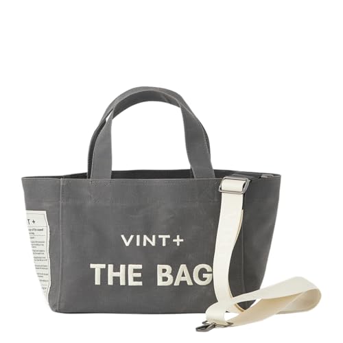 VINT+ Canvas Bag Damen Handtasche – Moderne Schultertasche mit wählbarem Tragegurt – Casual Shopper Tasche ideal für Arbeit, Uni, Schule & Reise | Wasserabweisend, 100% Baumwolle | Small, Grau von VINT
