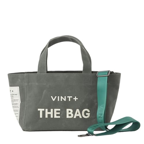 VINT+ Canvas Bag Damen Handtasche – Moderne Schultertasche mit wählbarem Tragegurt – Casual Shopper Tasche ideal für Arbeit, Uni, Schule & Reise | Wasserabweisend, 100% Baumwolle | Small, Loden Grün von VINT