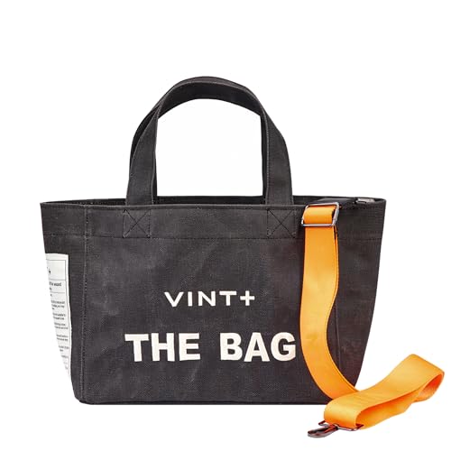 VINT+ Canvas Bag Damen Handtasche – Moderne Schultertasche mit wählbarem Tragegurt – Casual Shopper Tasche ideal für Arbeit, Uni, Schule & Reise | Wasserabweisend, 100% Baumwolle | Small, Anthrazit von VINT