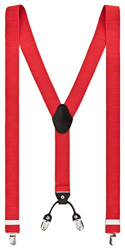 VINTAGE BASICS Hosenträger Herren - Elastisch und Verstellbar - 3,5cm Breite - Y-Form mit extra starken Metall Clips Rot von VINTAGE BASICS