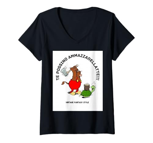 Damen Alvaro UND KAMLLA T-Shirt mit V-Ausschnitt von VINTAGE FANTASY STYLE