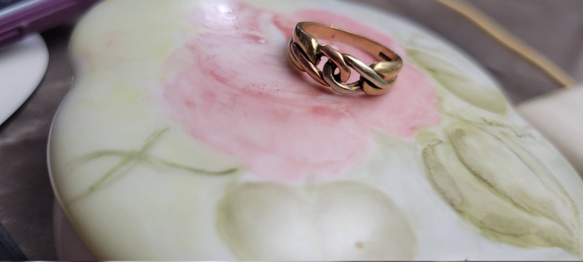 Vintage Sterling Silber Gelb Gold Und Rose Ehering Aus Den 1960Er Jahren Ausgezeichneter Zustand Größe 7 Schmuck von VINTAGEARTJEWELRY