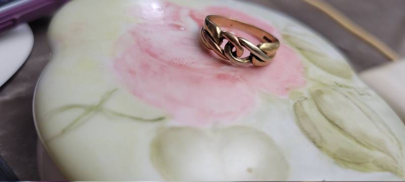 Vintage Sterling Silber Gelb Gold Und Rose Ehering Aus Den 1960Er Jahren Ausgezeichneter Zustand Größe 7 Schmuck von VINTAGEARTJEWELRY