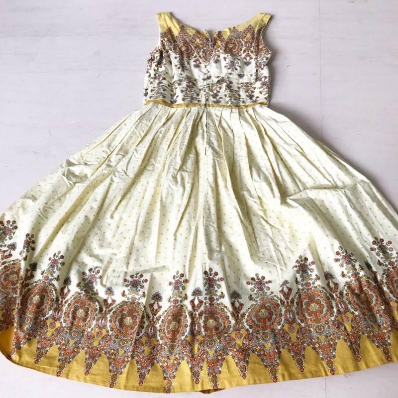 1950S Gelbes Senffarbenes Sommerkleid von VINTAGEVAVAVOOMZ