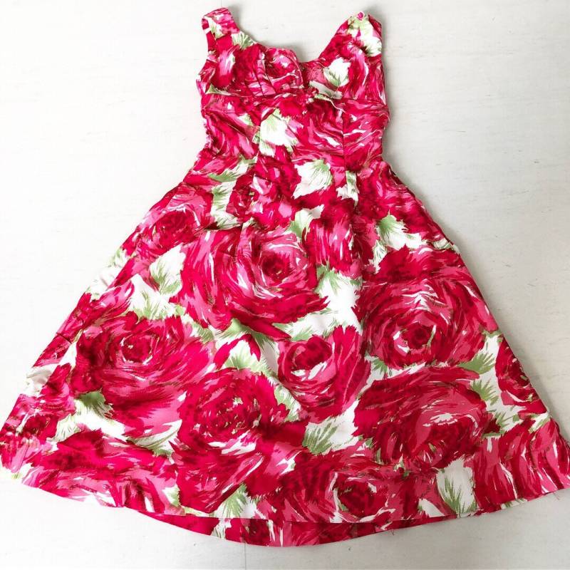 Atemberaubendes Suzy Perette Abstraktes Rosen Print Kleid von VINTAGEVAVAVOOMZ