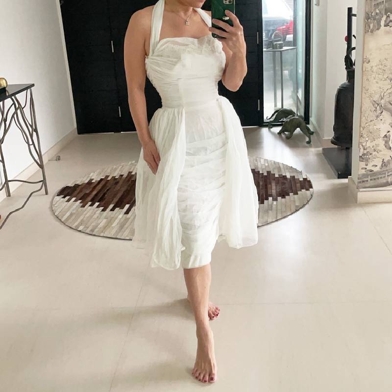 Wunderschönes 1950Er Jahre Vavavoom Kleid Aus Chiffon Mit Wackelmuster von VINTAGEVAVAVOOMZ