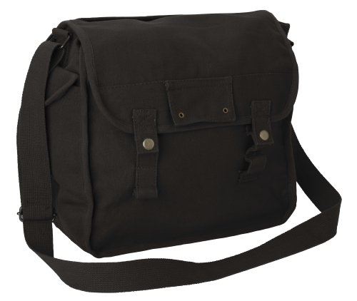Große Baumwollsegeltuch Schultertasche - Schwarz von VINTIKA