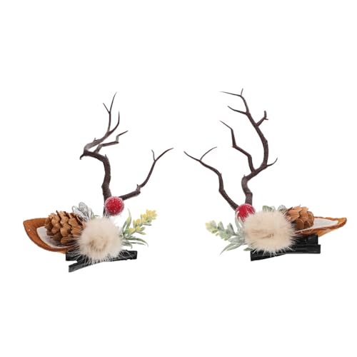 VINTORKY 1 Paar Geweih Haarspange Weihnachten Kopfstück Geweih Haargriff H?rner Weihnachtshaarspangen Für Mädchen Weihnachtsspangen Geweih- Haar- Clip Koreanisch Mosaik Seidentuch Fräulein von VINTORKY