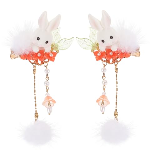 VINTORKY 1 Paar Häschen Haarnadel Ornamente Schöne Haarspangen Kawaii Haarspangen Ohr Puff Kaninchen-kopfschmuck Kaninchenhaarspangen Haarnadeln Rolle Metall Hase Kleines Mädchen Fräulein von VINTORKY