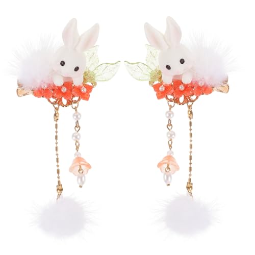 VINTORKY 1 Paar Häschen Haarnadel Ornamente Haarspangen Kawaii Haarspangen Ohr Puff Kaninchen-kopfschmuck Kaninchenhaarspangen Haarnadeln Rolle Metall Hase Kleines Mädchen Fräulein von VINTORKY