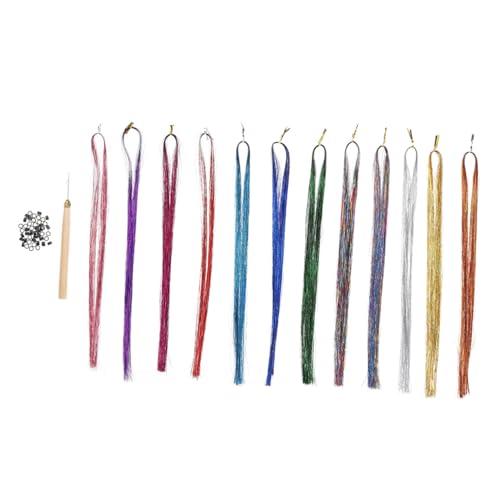 VINTORKY 1 Satz Haarschmuck mit Glitzersträngen Haar Tinsel Stränge Farben Häkelnadel und Bügeln für Frisuren bei Partys und Events von VINTORKY