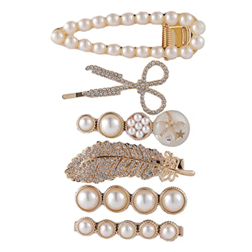 VINTORKY 1 Satz Haarspangen Set für Damen Teiliges Haarschmuck Set mit Perlen und Federn Stilvolle Haarclips für Hochzeiten Partys und Alltag von VINTORKY