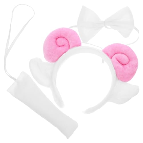 VINTORKY 1 Satz Lamm Stirnband Schaf-halloween-kostüm Schafe Verkleiden Sich Schafstirnbänder Für Frauen Schaf-outfit Schafschwanzkostüm Ziegenkostüm Cosplay Rosa Fräulein Haarschmuck Stoff von VINTORKY