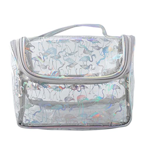 VINTORKY 1 Stück Große PVC Kosmetiktasche mit Flamingo Muster Wasserdichter Toilettenartikel Organizer für Damen für Reisen Transparente Aufbewahrungstasche mit Großer Kapazität von VINTORKY