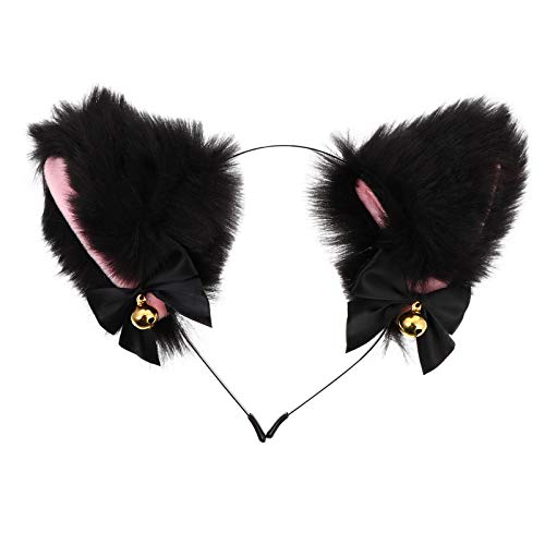VINTORKY 1 Stück Katzenohren Haarreif mit Schleifen und Glocken Haarschmuck Accessoire für Partys und Festivals für Lässige Outfits und Besondere Anlässe von VINTORKY