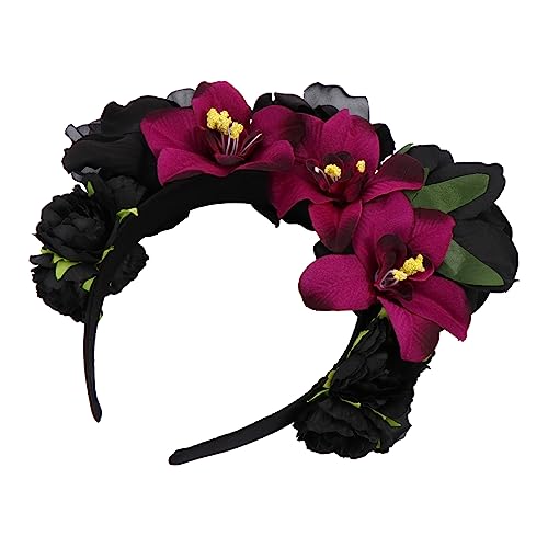 VINTORKY 1 Stück Rose Blume Haarreif für Halloween Party Kopfschmuck Leichtes Stoffmaterial Geeignet für Fotoshootings und Cosplay Damen Haaraccessoire von VINTORKY