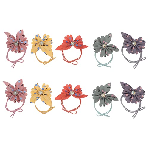 VINTORKY 10 Stück Teiliges Elastische Haargummis mit Blumenmuster Weiche Stoff Haarbänder für Damen Stabile Pferdeschwanzhalter Haarschmuck Accessoires Geeignet für Zufällige Farbe von VINTORKY
